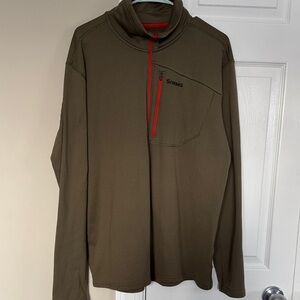 Simms Olive Pullover with Burnt Orange Zipper